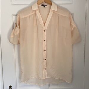 Express Cream Button-Up Blouse